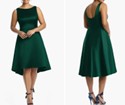 0719 SIZE:24W ALFRED SUNG EMERALD GREEN SLVLSS HI-LO HEM COCKTAIL GOWN WLOW SCOOP BACK, /SCOOP NECK, CONCEALED BACK ZIPPER CLOSURE AND PLEATING DETAILS RTL:$208.00