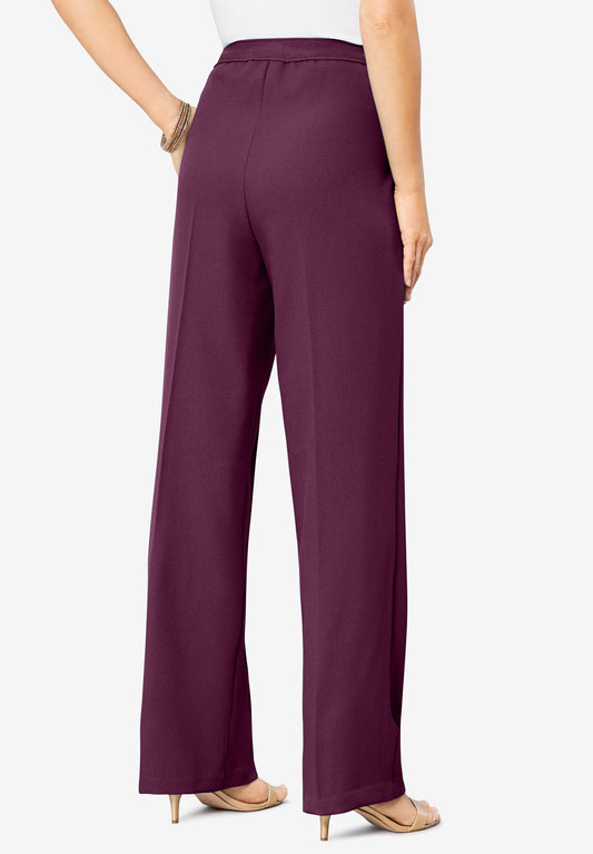 1119 SIZE:8/10 DICTIONARY GRAPE WIDE LEG TROUSERS W/SIDE POCKETS, DOUBLE BUTTON&ZIPPER CLOSURE, FAUX BACK POCKETS, ELASTIC BACK WAIST AND FLAT FRONT WAIST NWT RTL:$69.99