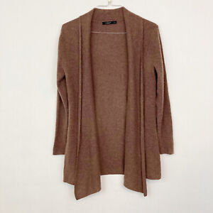 0130 SIZE:M LUSSO CASHMERE BROWN OPEN FRONT LNG SLV CARDIGAN RTL:$198.00