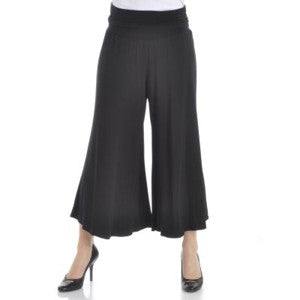 0810 SIZE:L VENUS BLACK GAUCHO PANTS W/RUCHED FRONT WAIST AND ELASTIC BACK WAIST RTL:$39.99