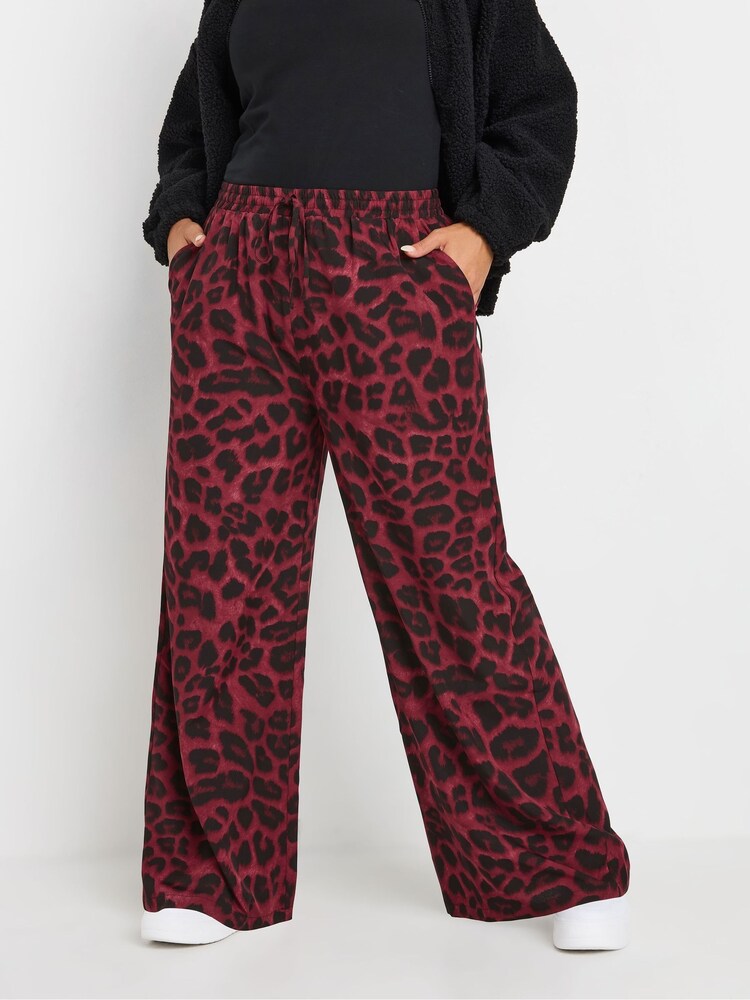 0809 ASHLEY STEWART BLACK&RED ANIMAL PRINT TROUSERS W/FLAT ELASTIC WAIST, WIDE LEGS, AND BLACK SEQUIN ACCENTS AT FRONT POCKETS NWOT RTL:$59.99