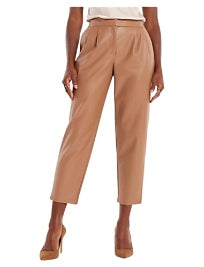 1009 SIZE:10L EXPRESS CAMEL FAUX LEATHER TROUSERS W/TAPERED LEGSS, FAUX BACK POCKETS, FLAT WAIST, FRONT HOOK&ZIPPER CLOSURE, AND SIDE POCKETS RTL:$98.00