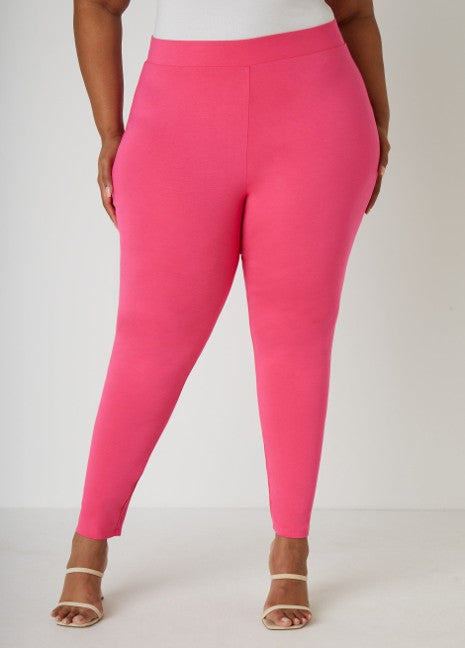 1009 SIZE:18/20 ASHLEY STEWART PINK FANDANGO PONTE PULL ON LEGGINGS W/FLAT ELASTIC WAIST AND TAPERED LEG NWT RTL:$49.99